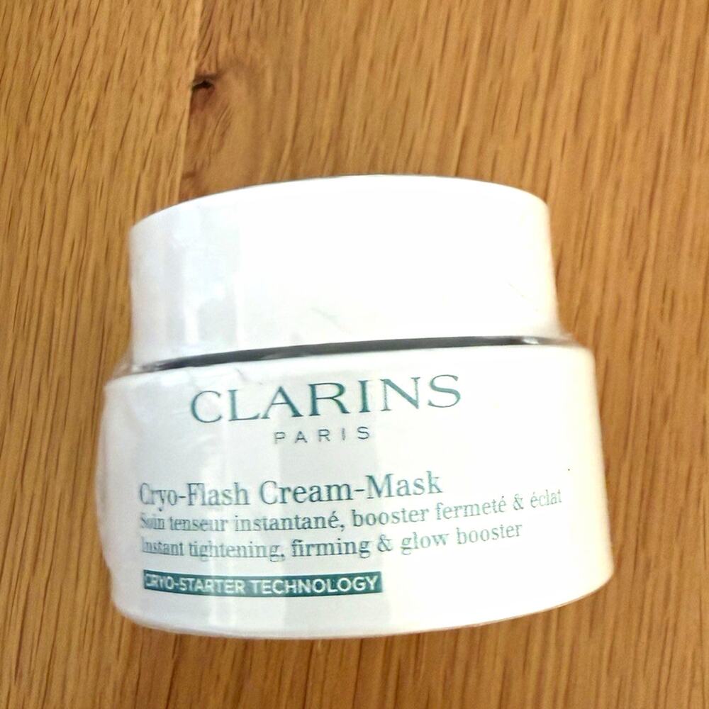 NIB CLARINS Cryo-Flash Cream-Mask Firming Face Cream Mask, White, 2.5 oz